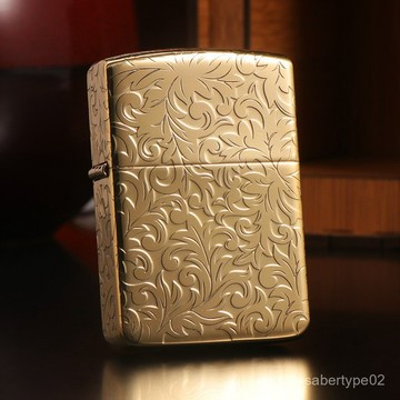 ZORRO/佐羅 1941複刻原銅五麵精鵰大唐草Z910黃銅煤油防風打火機 GNJ4