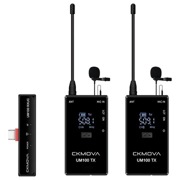 CKMOVA UM100 Kit4 一對二無線麥克風套組 Type-C接收器 輕巧便攜 適用於手機、相機和電腦  1組