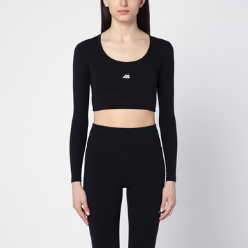 Black Activewear top in matt nylon blend