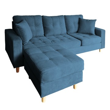 【Hampton 漢汀堡】韋森特防潑水布面L型沙發-寶石藍