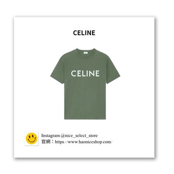 【NICE 歐美日韓代購】CELINE  綠色字母logo 夏季純棉休閒短袖T恤