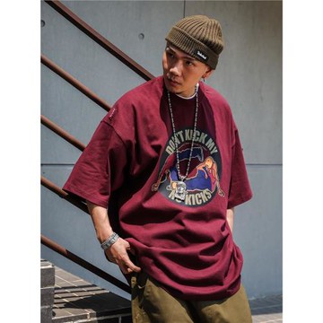 ACUSA別踩我鞋警示語印花短袖T恤美式寬松嘻哈說唱街頭說唱短袖夏