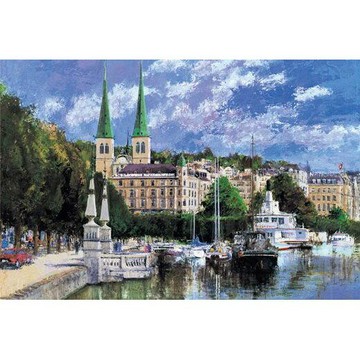 HC - 臺灣製1000片優質夜光拼圖  名家創作系列-瑞士風光 1000 -135D