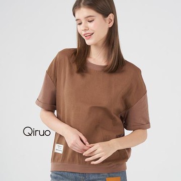 【Qiruo 奇若】春夏專櫃咖啡色上衣1212A  造型棉T休閒款
