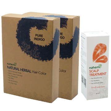 娜禾蜜 草本增色護髮粉｜靛紫藍x2+頭皮調理精華液x1