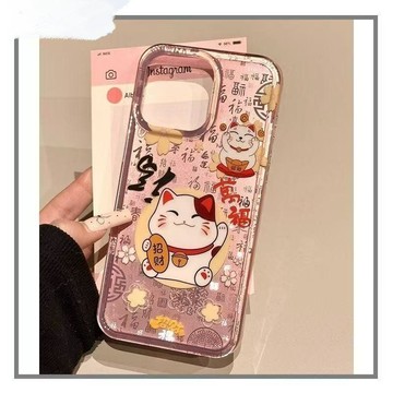 國風漸變招財貓百福圖適用蘋果17 Promax手機殼百福iPhone16P/防摔15plus/14卡通/13防摔