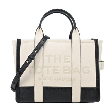 [平輸版] 【MARC JACOBS】 THE COLORBLOCK 荔枝紋撞色手提/斜背托特包(中/黑白)真品平輸