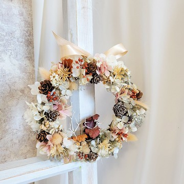 秋季感花圈 花圈20公分 永生花圈 乾燥花圈 索拉花圈