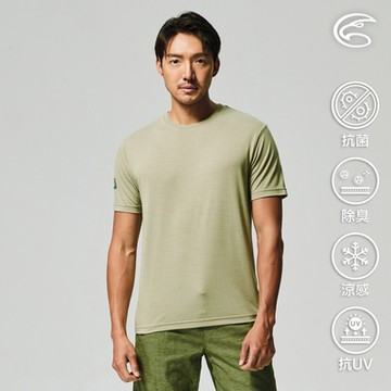 ADISI 中性天絲鋅離子消臭快乾圓領T AL2211048｜灰石綠