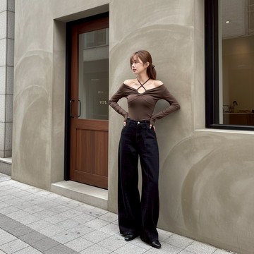 多綁式彈力上衣-咖【KT224789】