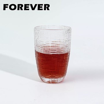日本FOREVER 細格手感高酒杯/水杯410ML-6入組