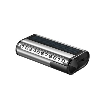 CarZone 車用LED滾輪太陽能 夜光臨停電話號碼牌 銀
