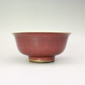 晚清民國民窯豇豆紅美人醉 小碗 古玩陶瓷古董瓷器手工仿古收藏品