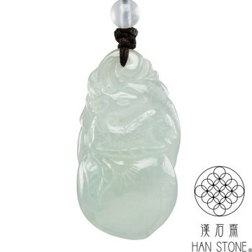 【漢石齋】天然翡翠A貨 一鹿如意玉佩項鍊 冰種(22*41*12mm)