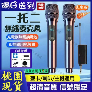【認證檢驗合格-隔日到貨】充電話筒 無綫麥剋風 一拖二 KTV 戶外 音響 唱歌 直播 聲卡 傢用 手持戶外音響家用歌舞