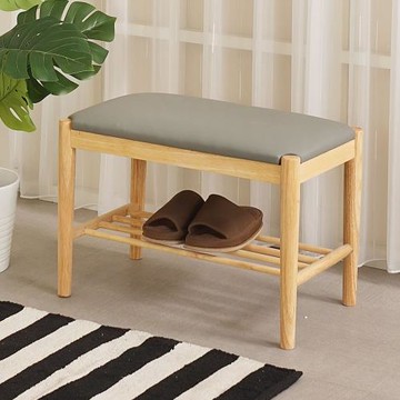 【Homelike】 喜家居實木穿鞋椅-原木色(2409)