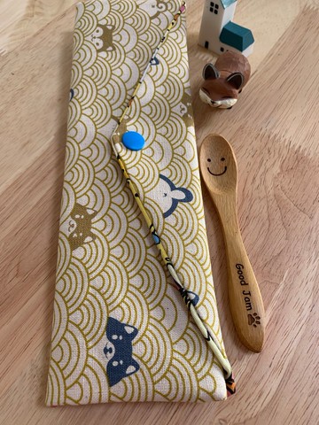 文青風環保純棉筷袋 柯基樂悠遊 質感原胚 日本 潮物 收納 手作