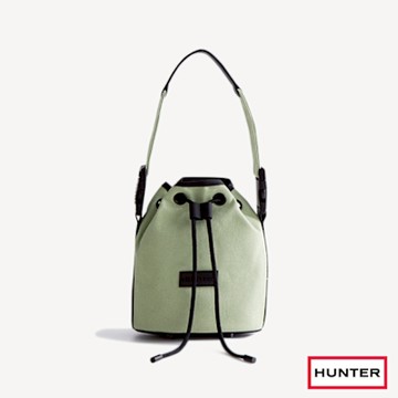 HUNTER -REFINED粗針縫帆布抽繩水桶包-果綠