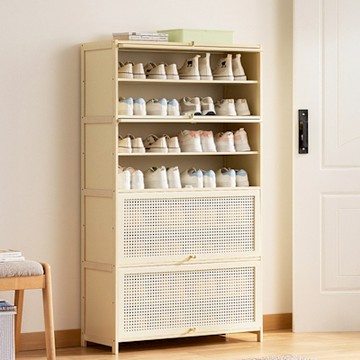 Happylife 奶油色網紋翻門鞋櫃 九層80公分 Y12231