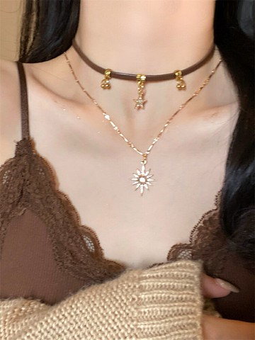FANTAI美拉德太陽星星項鏈女復古甜酷辣妹個性小眾高級choker配飾【淘夢屋】