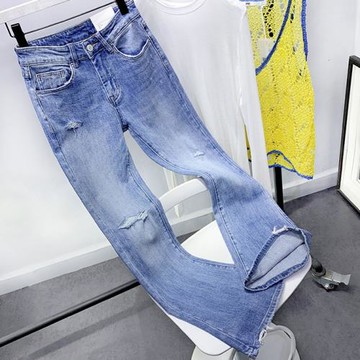 好版型顯瘦顯高挑！花匣子高品質磨破洞百搭提臀牛仔喇叭褲拖地褲