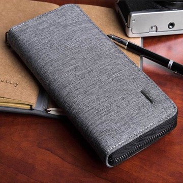 夏季男牛津布手機中長款錢包 商務休閑單拉鏈韓版手包薄款錢夾