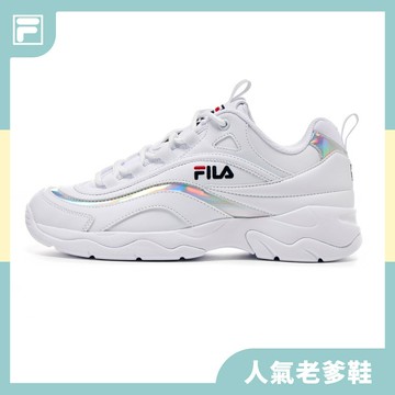 FILA RAY 女經典老爹鞋/復古運動鞋-銀白 5-C113Y-103