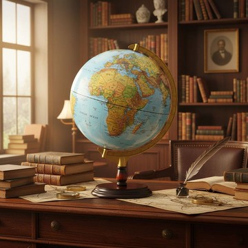 Skyglobe 12吋地形行政木質地球儀(中英文對照)(附燈)