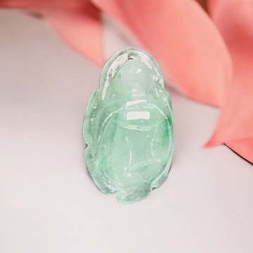 【吉祥‧長壽】冰種飄綠花翡翠金錢龜 | 天然緬甸玉翡翠A貨 |送禮