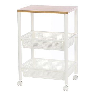 KEYWAY 聯府 巧木天板三層架 附輪  白色  1個