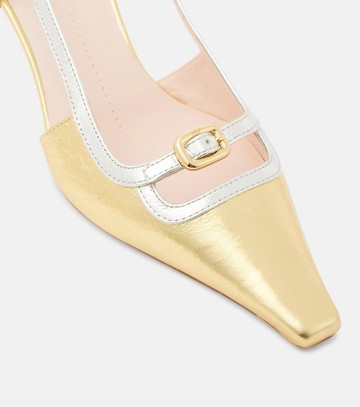 Roger Vivier Viv' Canard metallic leather slingback pumps