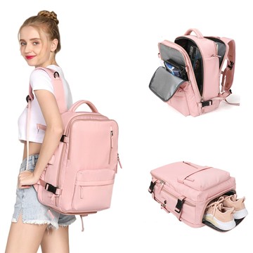 KABOHUT大容量旅行背包女15.6英寸筆電包 多功能防水行李袋 帶USB充電端口/帶鞋隔層/帶溼區設計 適合旅行健身