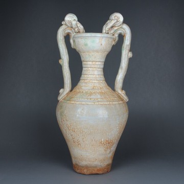 唐 邢窯 白釉盤龍瓶 手工古玩古董陶瓷器仿古出土擺件收藏 羽墨軒