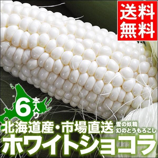 とうもろこし 送料無料 北海道産 ホワイトショコラ(6本)   北海道 ホワイト 白い トウモロコシ 新鮮直送 甘い