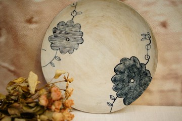 粉引手作 繾綣花 圓皿   Ø19cm   餐盤 水果盤 蛋糕盤