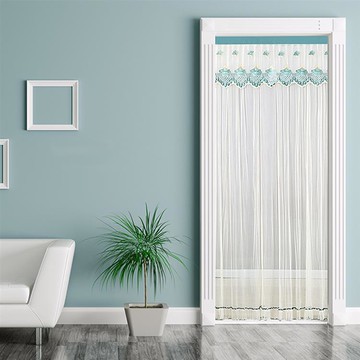 【嵐楓居家】蕾絲單層門簾95x200_鬱金香綠_廠商直送