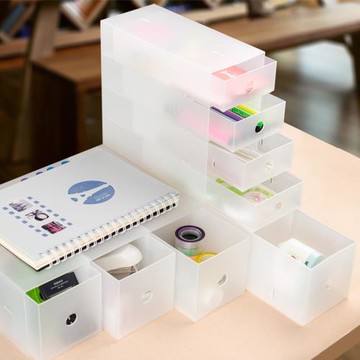 透明塑料抽屜式收納柜化妝品收納盒整理柜桌面辦公室文具整理盒