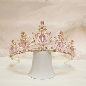 韓式兒童皇冠頭飾公主生日新款高端女童粉色發飾演出派對女孩王冠