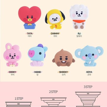 ✨臺灣出貨✨BTS防彈少年團BT21手持手機支架桌面伸縮式氣囊耳機繞線器