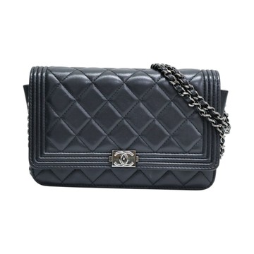 CHANEL 香奈兒 黑色 菱格紋 羊皮 Boy WOC 肩背包 【二手名牌BRAND OFF】