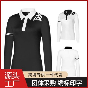新款高爾夫黑白速干衣女士服裝golf衣服休閑修身上衣運動T恤長袖