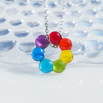 【彩虹】小花琉璃（Petit Hana【彩虹】）鍊式項鍊【棉線，925銀可選】【定做】