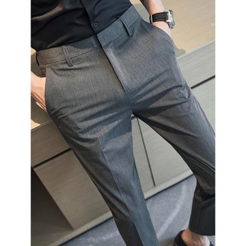 九分西褲男夏季薄款商務休閑褲英倫風潮流修身小腳9分垂感西裝褲
