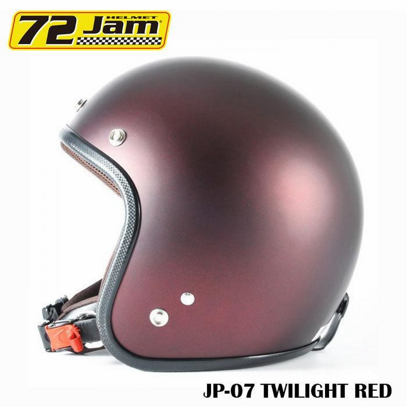 ジェットヘルメット 72Jam JPシリーズ JP-07 TWILIGHT(レッド) メタリックブラックベース バイク用ヘルメット アメリカン  LINEショッピング