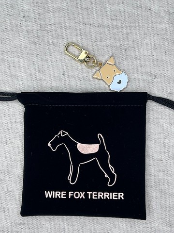 Wirefoxterrier剛毛獵狐梗狗牌 加燙金絨布袋