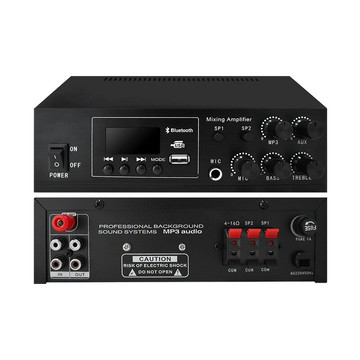 功放 擴大機 家庭劇院 卡拉OK K歌專用 MP3-50D二分區黑色款50W定壓定阻功放機校園背景音樂系統