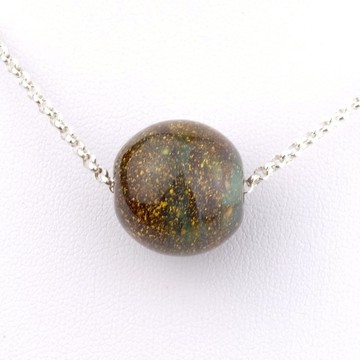 金星 宇宙 圓珠 手工 玻璃 純銀項鍊