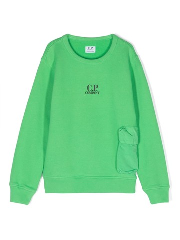C.P. Company - logo-print cotton jumper - kids - Cotton/Polyamide - 10 yrs - Green