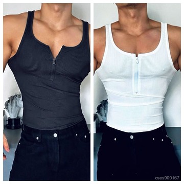 低價下殺🤩潮流背心2024春夏大碼拉鏈美式性感運動健身無袖訓練男背心緊身 C6KX