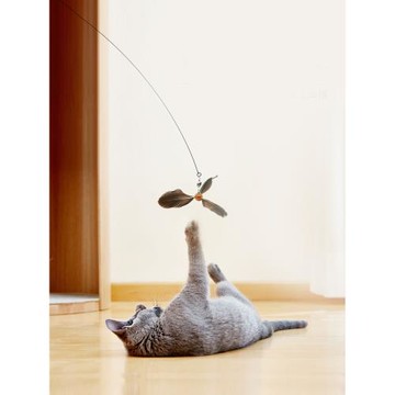 JOCAT羽毛小旋風逗貓棒長桿鋼絲鈴鐺逗貓棒耐咬自嗨貓玩具替換頭